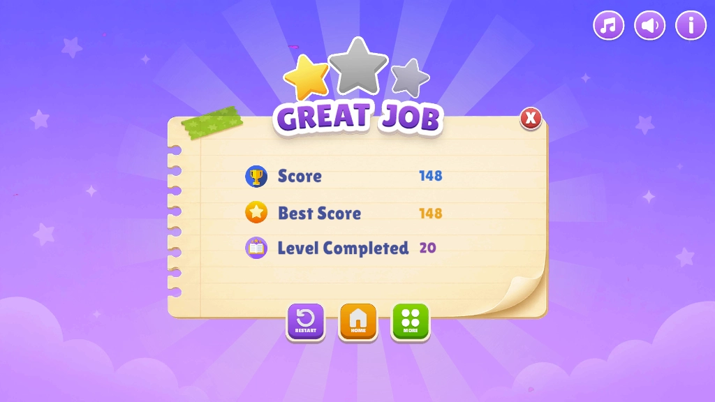 Math score card of the game