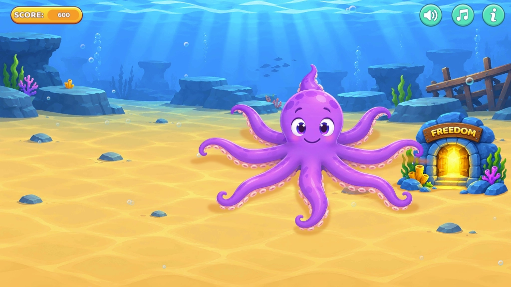 Octopus released after answering all the fraction questions